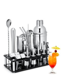 Buy Cocktail Shaker Set 23-Piece Stainless Steel Bartender Kit with Acrylic Stand & Cocktail Recipes Booklet, Professional Bar Tools for Drink Mixing, Home, Bar, Party in Saudi Arabia