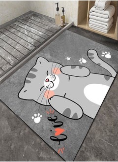 اشتري Absorbent Modern Design Cat Printed Non Slip Quick Drying Bathroom Mat 70 x 45 cm في الامارات