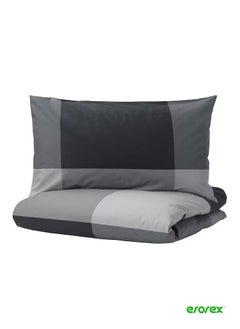 Buy Duvet cover and 2 pillowcases black 240x220/50x80 cm in Saudi Arabia