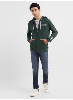 Buy Men's Brand Logo Dark Green Hooded Sweatshirt in Egypt