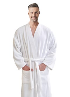 Buy Plush And Absorbent Unisex Bathrobe Free Size in UAE