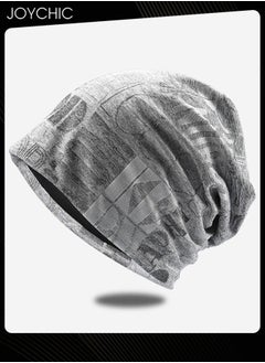 اشتري Cotton Slouchy Beanie Spring Autumn Skull Cap Hip-Hop Running Adult Dwarf Hat Breathable Chemo Cap for Men Women Grey في الامارات