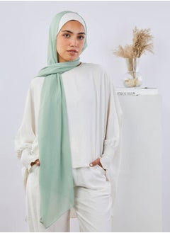 اشتري Plain Wide Crinckled Chiffon Mint Green For Women في مصر