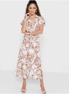 Buy Printed Button Detail Dress in Saudi Arabia