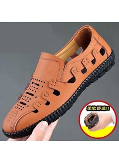 اشتري Men's Shoes Sandals New Summer Men's Hollow Casual Shoes Soft Bottom Outdoor Breathable Shoes Toe Sandals في السعودية