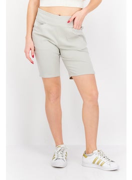 اشتري Women High Rise Pull-On Bermuda Shorts, Light Grey في الامارات