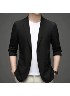 اشتري Foreign Trade Spring and Summer Thin Solid Color Mens Casual Small Suit Korean Mens Business Single Western Sunscreen Suit Jacket MenBlack Black في الامارات