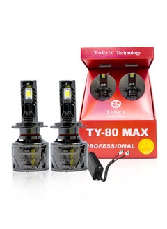 Buy Toby's TY80 MAX H1 2 Pieces 160W (Pair) Original Tested LED Headlight Bulb Assembly 16000 Lumens(Pair) 80W/Piece Power Xtreme Bright With Color Temperature 6500K in UAE