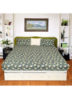 اشتري Status Contract Envogue Cotton Feel Double Bedsheet with 2 Pillow Covers for Bed Room, Home, Hotel-120 GSM (Green) في الامارات