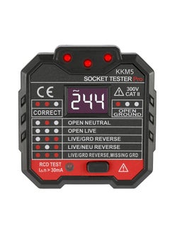 اشتري KKM5 Digital Display Socket Detector Portable Circuit Polarity Voltage Tester Wall Plug Breaker Finder RCD Test في السعودية