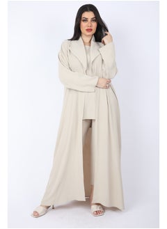 Buy Elegant Abaya Set of 3pc Shirt, Bentaloon  and Jacket , Biege in Saudi Arabia