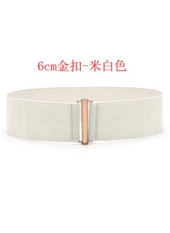 Buy Elastic Fashion Waist Belt for Dresses Coats Suits6cm gold buckle/Off White 6cm gold buckle/Off White in UAE