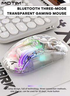 اشتري Wireless Gaming Mouse With Full Transparent Design Three Mode 2.4G/Bluetooth/Wired Mouse 3D RGB Backlit Ergonomic Silent Mouse with 7 Buttons Rechargeable Wireless Computer Mice for Laptop PC Mac في السعودية
