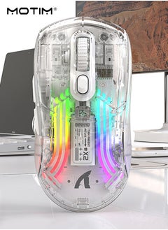 Buy Wireless Gaming Mouse Full Transparent Design 3 Mode 2.4G Wireless/Bluetooth/Wired Connect Mouse 3D RGB Backlit Silent Mouse with 7 Buttons Rechargeable Wireless Computer Mice for Laptop PC Mac in UAE