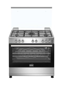 Buy Gas Cooker 5-Burners 4 Tecna  Central SABAF SS With Silver Sides Full Safety in Saudi Arabia