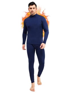 Buy Men's Thermal Underwear Sets Top & Long Johns Fleece Sweat Quick Drying Thermo Base Layer-Navy in UAE