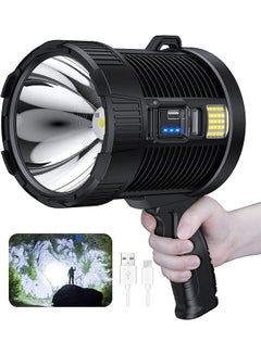 GEPROSMA Super Bright LED Large 4 Battery 10000mah Searchlight Handheld  Spotlight Flashlight USB Rechargeable High Lumens Powered Spot Lights Hand