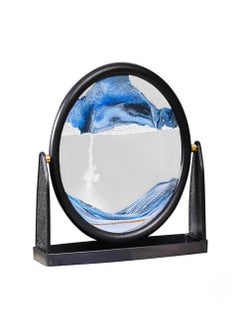 Buy 8" Desktop Moving Flowing Sand Art Picture Frame Hourglass Dynamic 3D Motion Deep Sea Sandscapes Landscapes Glass Painting For Home Office Decoration(Blue) in UAE