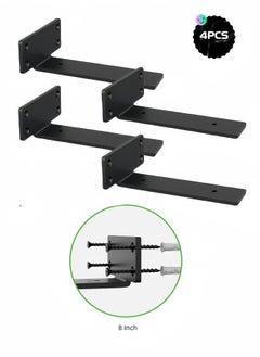 Buy 4 Pack Shelf Brackets  8 Inch Floating Shelf Bracket 1/5 inch Thick Heavy Duty Hidden Shelf Brackets Iron Metal Brackets for Shelf Support with Screw Included 20cm in Saudi Arabia