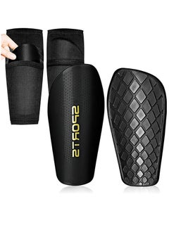 اشتري Rness Football Shin Guards Set of Soccer Shin Pads and Sleeves Lightweight Breathable Black M Size في الامارات
