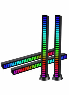 اشتري RGB Sound Control Light, 2 Pcs Rechargeable RGB Voice-Activated Pickup Rhythm Light, Creative Colorful LED Ambient Light, 32 Bit Music Pickup for Car Laptop Party Outdoor Gaming في السعودية