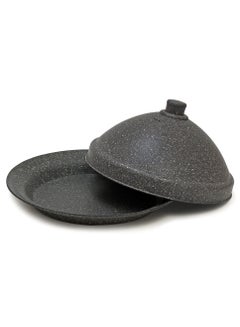 Buy Tajin Germanitium Pot Tajine 26 cm with Ceramic Cone-Shaped Lid Non-Stick Granite Pattern in UAE