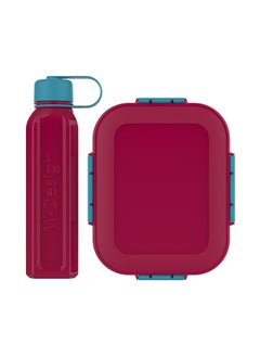 Buy Lunch Box Set + Water Bottle 500 milliliter -Fuchsia/turquoise in Egypt