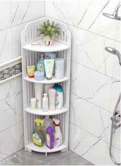 اشتري 1-Piece 4 Tier Bathroom Shelf Shower Shampoo Soap Organizer Storage Rack White 120X22.5x22 Centimeter في الامارات