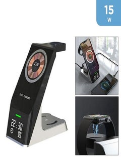 اشتري Fast Charging Station Power Bank Mobile Phone Alarm Clock Magnetic Stand Dock 6 In 1 Wireless Charger في الامارات