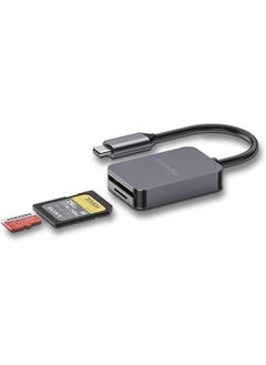 اشتري قارئ بطاقات Porodo 2in1 USB-C، فتحة SD، فتحة Micro SD، نقل بيانات بسرعة 5 جيجابت في الثانية، بيانات سريعة - رمادي في الامارات