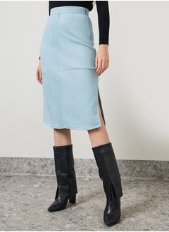 اشتري Faux Suede Midi Skirt with Side Slit في السعودية