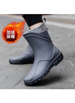 اشتري Mens Fashion Waterproof Slip-Resistant Fishing Rain BootsG500-gray-Cotton G500-gray-Cotton في السعودية