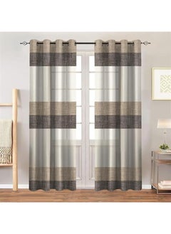 Buy Intex Curtains Luxury Linen Curtains - Semi Transparent Crosswise Stripped Sheer - Steel Grommets - 1 Piece in Egypt