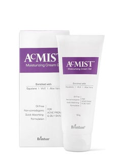 Buy AcMist Moisturizing Cream Gel - 50g, Enriched With Squalane, Vitamin E, And Aloe Vera, Oil Free And Quick Absorbing Formulation, For Acne Prone And Oily Skin in UAE