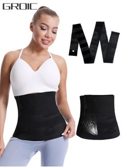 Buy Waist Trainer for Women Waist Trimmer Lower Belly Fat Waist Wrap with Tightness Adjustable & Non-Slip Invisible Tummy Bandage Wrap Waist L in UAE