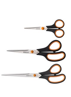 Buy Industrial Multipurpose Scissors ,3Pcs Kit,5,8,9.5 inch, Stainless Steel Blade, Professional Scissors for All Types of Craft Workshop and Office Works, Gardening, Cutting Fabric, packaging materials in UAE