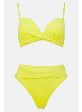 Buy Women 2 Pieces Plain Bikini Set,  Lime Green in UAE