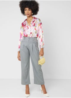 Buy Plicate Detail High Waist Pants in Saudi Arabia