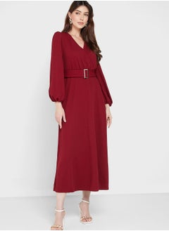 Buy Puff Sleeve Belted Dress in UAE