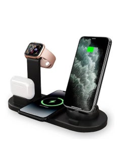 Buy Wireless Charger, 10W Max Fast 6 in 1 Multi-Function Wireless Charger Stand, Wireless Charging Station Dock for Apple Watch, Air Pods Pro/2, iPhone 13/12/11/Samsung/Huawei in UAE