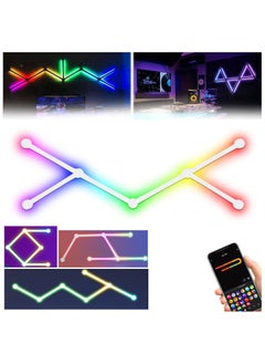 Buy 6 LED Light Lines Smart BT RGB Wall Light Lines, DIY Color LED Dimmable Light Bars Music Sync Gaming Room, Bedroom (White) in Saudi Arabia