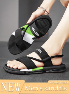 اشتري Men's Sandals Lightweight Slide Sandal with Non-slip Soles Thick Sole Beach Sandal Breathable Slip-on Sandal House Flat Sandal for Indoor & Outdoor في السعودية