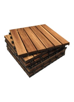 Buy Pack of 10 Pcs 30x3x30cm Interlocking Patio Wooden Tiles Garden Floor Tiles Outdoor Walkaway Path Decorative Tiles For Garden Patio Lawn Waterproof All Weather Tile in UAE