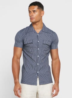 Buy Short Sleeve Denim Stripe Shirt in UAE
