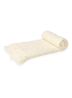 Buy E-Clara Dyed Throw, Ivory - 127X152 Cm in UAE