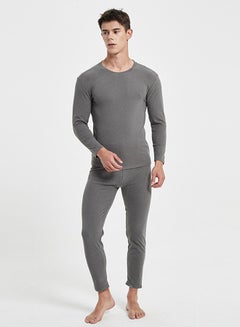 Buy Double-Sided Wool Warm Pajama Set For Men's Autumn Clothes And Pants Cold Weather Warm Underwear In Grey in Saudi Arabia