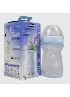 Buy Blue Chicco Natural Feeling Bottle Fast Flow 330 ml (6+ Months) in Egypt