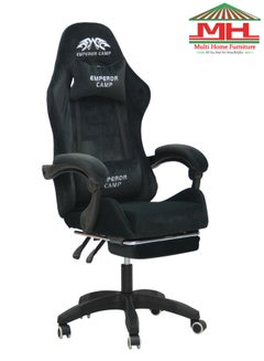Buy Modern Design Best Executive Gaming Chair Velvet Fabric Video Gaming Chair Pc With Fully Reclining Back And Headrest And Footrest For ADULTS-FR816-BLACK in UAE