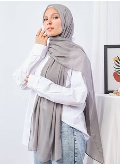 اشتري Plain Wide Crinckled Chiffon Pewter Gray For Women في مصر