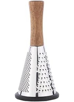 اشتري Cone Cheese Grater With Handle - Stainless Steel Triple Function Wood Handle Parmesan Shaver Non-Slip Rubber Bottom Hand Held Multifunction Vegetables Cheese Grater With Container(S: 7.7" X 3.5") في مصر